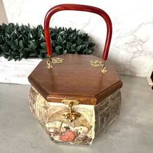 Beautiful vintage signed Anton Pieck decoupage handbag; must see